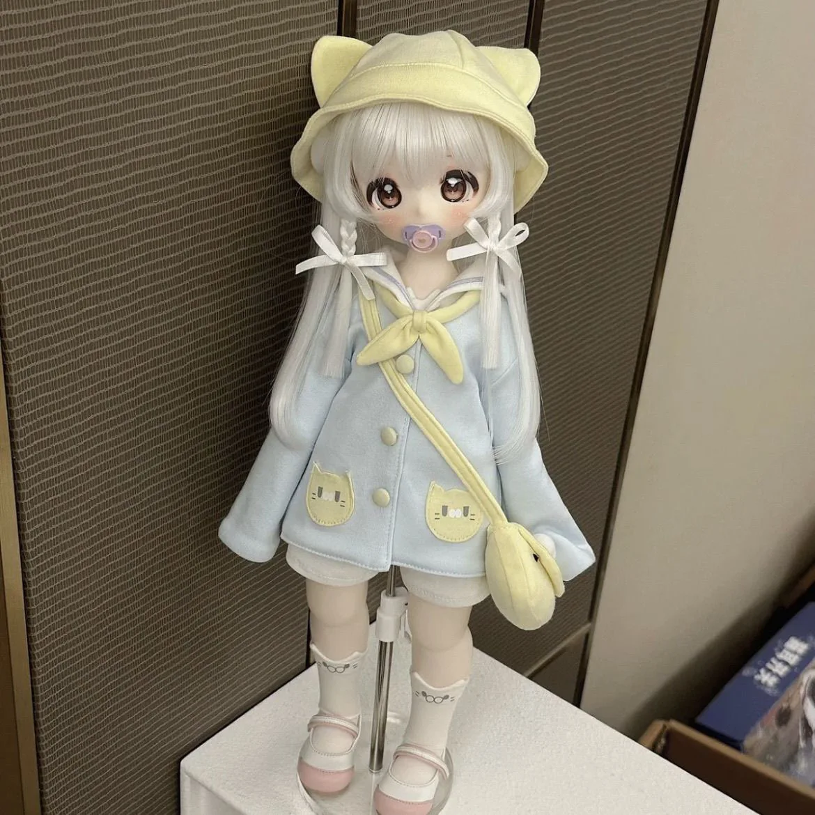 

Одежда для кукол BJD, подходящая для размеров 1/4, милый синий костюм котенка, аксессуары для кукол (4 точки)