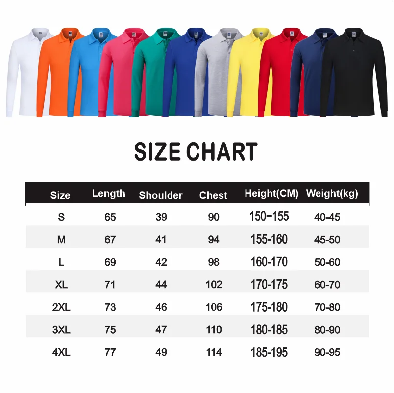 Men and Women's Long Sleeve Polo Shirt, Custom Printing, Embroidery, Personal Team Logo