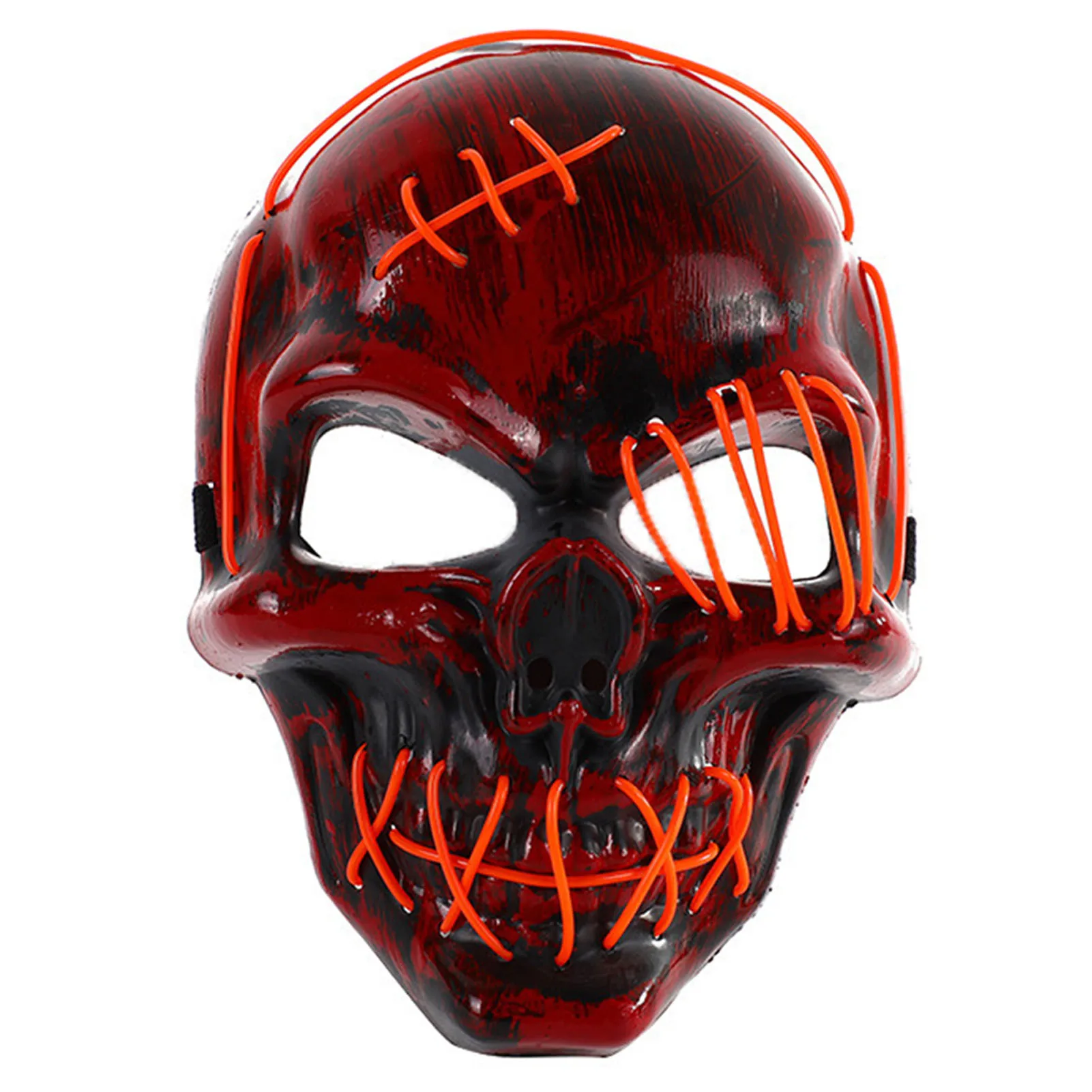 LED Light Up Halloween Mask Scar One Eyed Pirate Mask with Blood Terror Cold Light for Festival Cosplay Halloween Costume