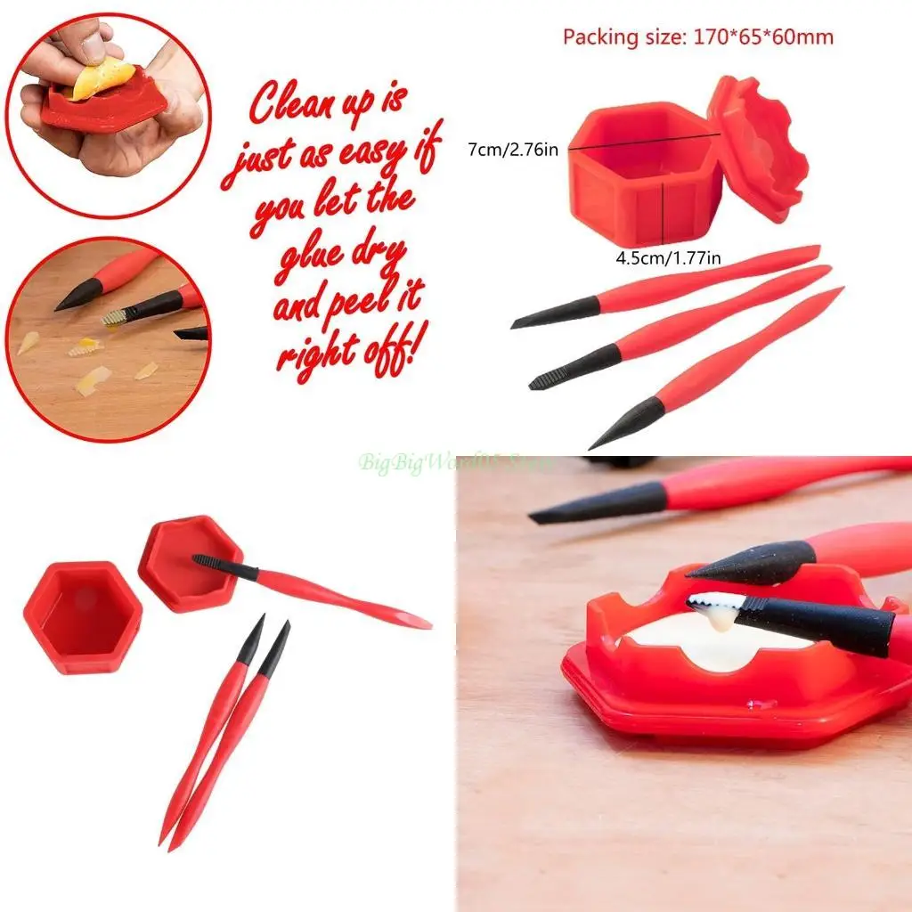 

24TE Профессиональный полный комплект силиконового клея Микросиликоновые щетки и фитинги для деревообработки, художественных 4