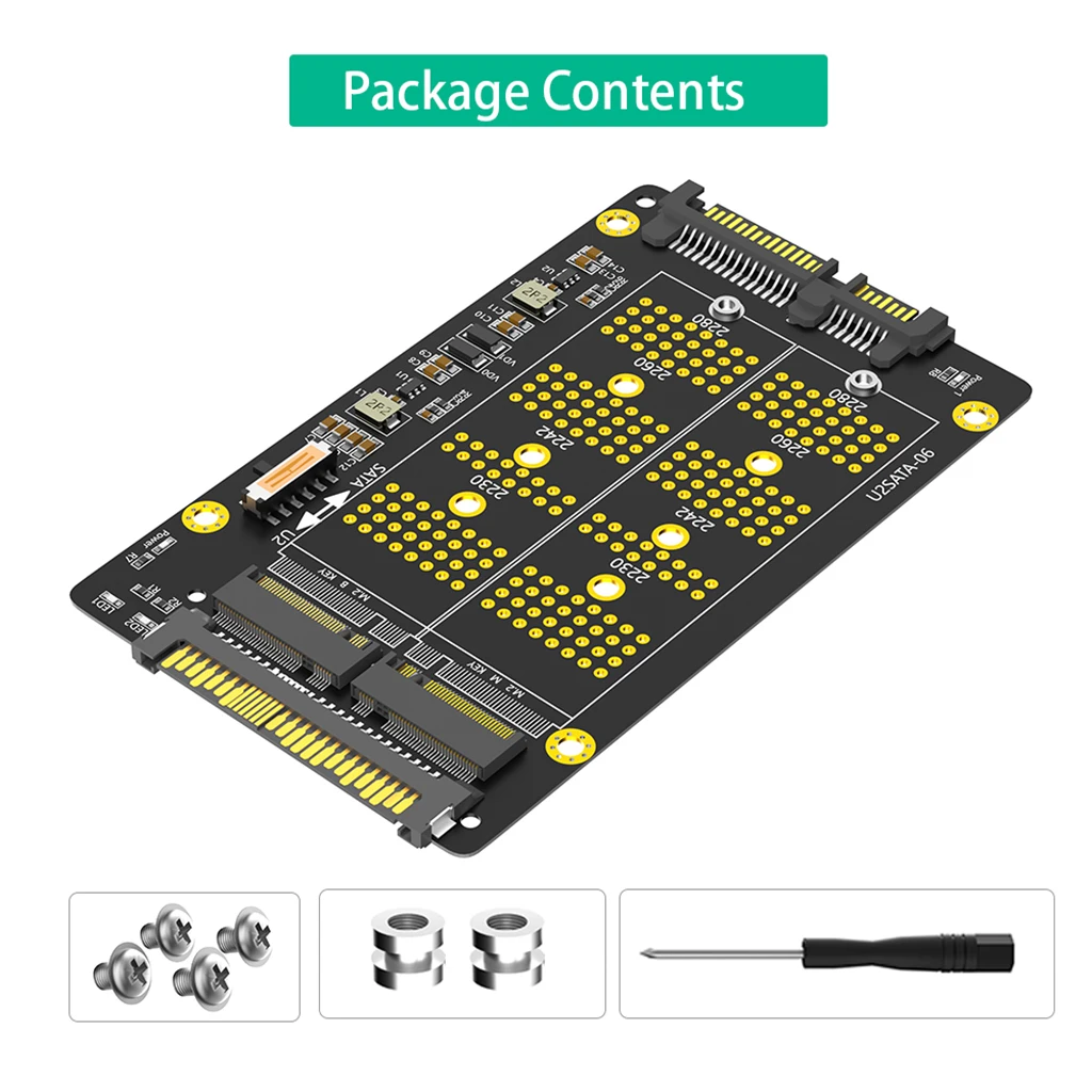 2-in-1 M2 SSD-Adapter M.2 NVME M Key zu U.2 SFF-8639 M.2 SATA B Key zu SATA 2.0 2,5-Zoll-Konverter für 2230 2242 2260 2280 M2 SSD – Detail 8