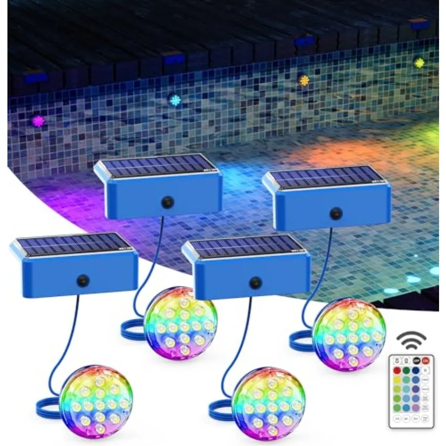 

Solar Lights for Pools and Gardens - Waterproof RGB 16 Color Changing LED Lights