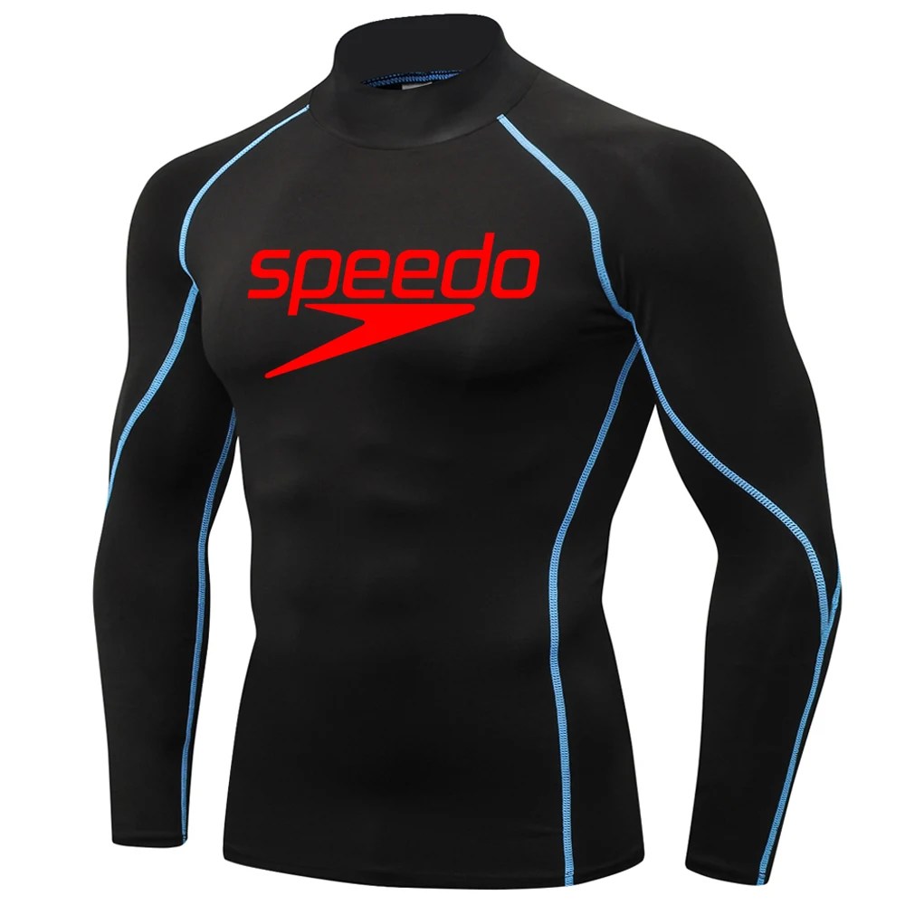 Men Swimming TightsT Shirt Surf Rash Guard Long Sleeve Protection Basic Skins Surfing Diving Swimsuit Tees Rashguard Gym Clothes image 4