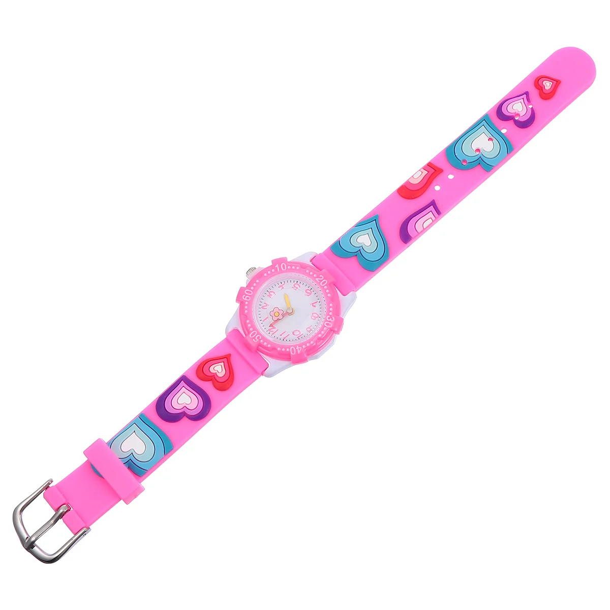 Cartoon Watch Floral Pattern Adjustable Strap Waterproof Wristwatch Colorful Learning Time Concept Gift