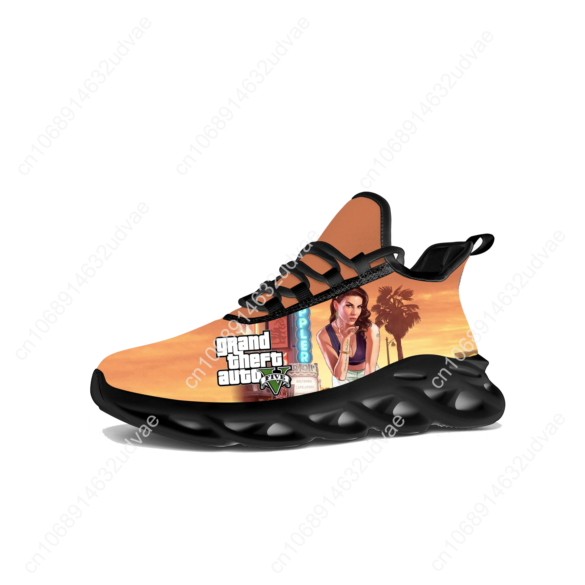 Grand Theft Auto GTA V 5 Flats Sneakers Cartoon Game Mens Womens Sports Running Shoes High Quality Sneaker Customized Made Shoe