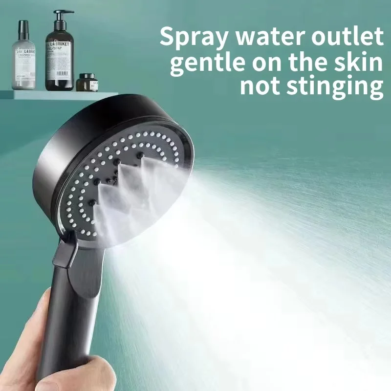 

5 Modes Adjustable High Pressure Shower Head, Water Saving & Massage Function, Black Showerhead for Bathroom Accessories