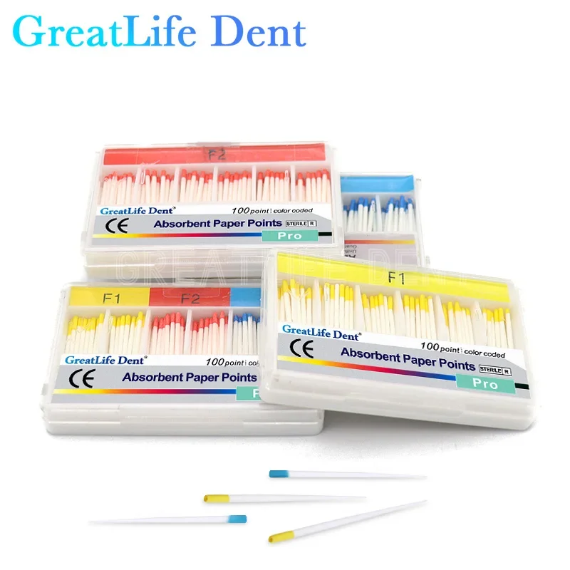 

GreatLife Dent 1Box Dental Absorbent Paper Points Taper F1 F2 F3 Size Dental Root Endodontics Moisture Absorbent Paper Points