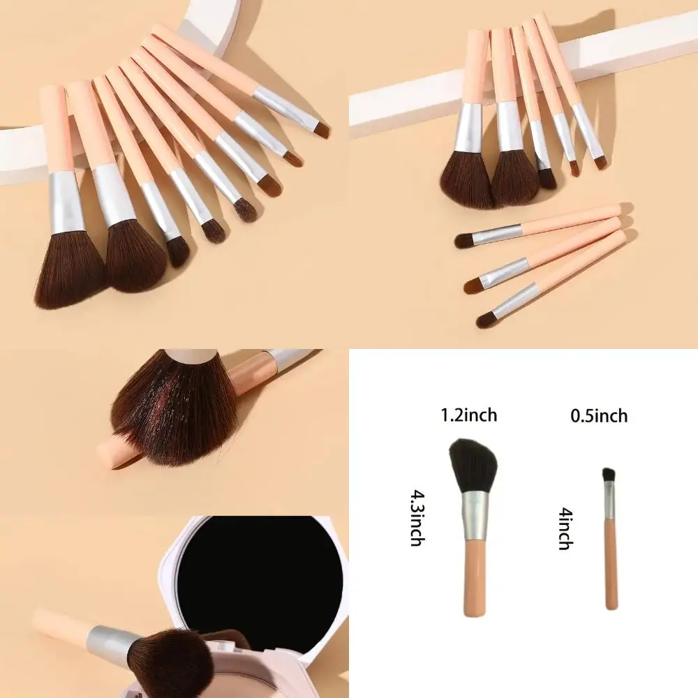 Conjunto de mini pincéis de maquiagem para viagem, 8 peças, cabelo sintético, base cosmética, blush, delineador, pó facial