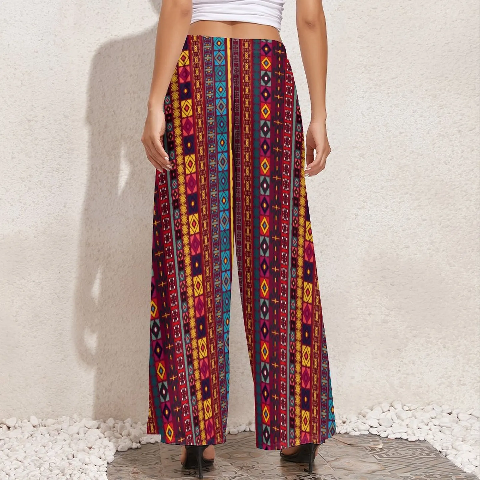 Tribal Print Pants Womens Vintage Ethnic Boho Street Fashion Trousers High Waist Sexy Wide Pants Gift