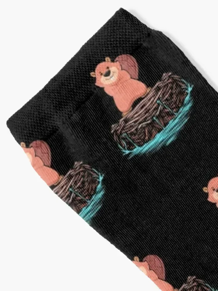 Cool Beaver On Dam Funny Animal Gift Rodent Socks Soccer colored christmas stocking new year Socks For Man Women's