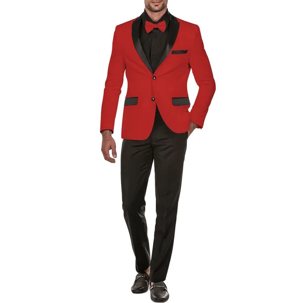 Red Handsome Men\'s Suits One Button Shawl Lapel Slim Fit Jacket 1 Piece High Quality Formal Wedding Party Male Clothing Blazer