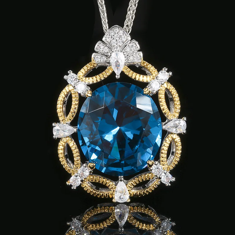 New Gold-Plated Red Corundum Brushed Vintage Pendant 18*20 Wholesale