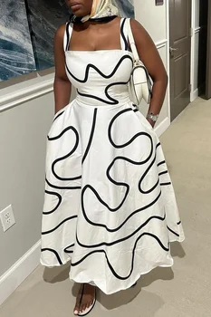 Plus size zomer bodycon jurken vrouwen print party night prom witte lange jurk hoge taille casual streetwear elegante sexy vestido