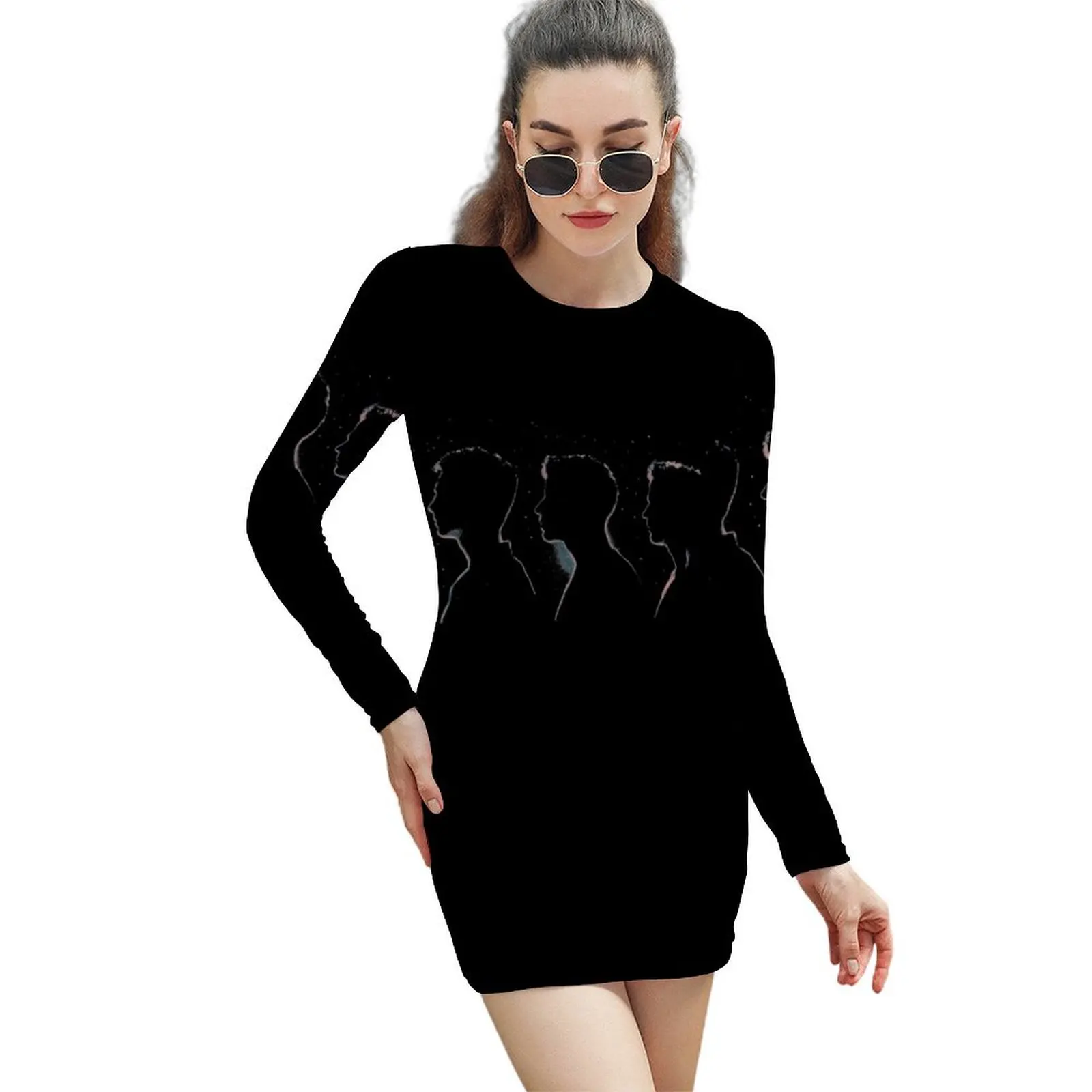 

silhouette Long-Sleeved Sheath Dress clothes for women Party dresses for women