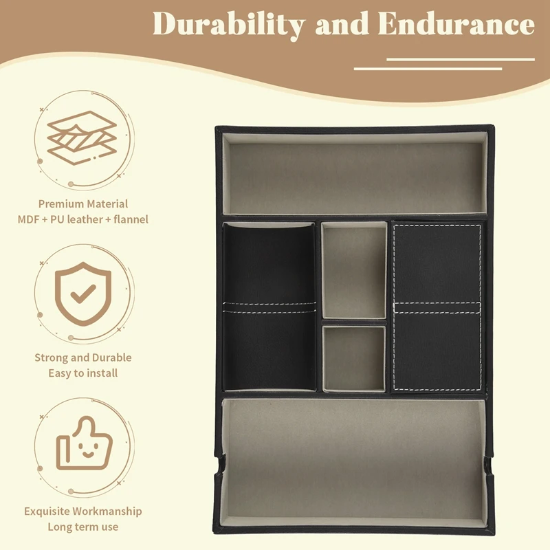 ●Valet Tray for Men, EDC Tray, Nightstand Organizer, Table Organizer, Charging Station, Catch All, Dresser-ABFB