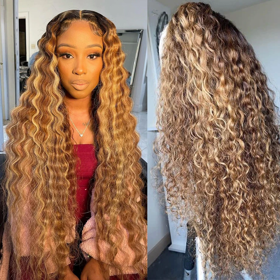 

Curly Hightlight Lace Frontal Wigs Human Hair