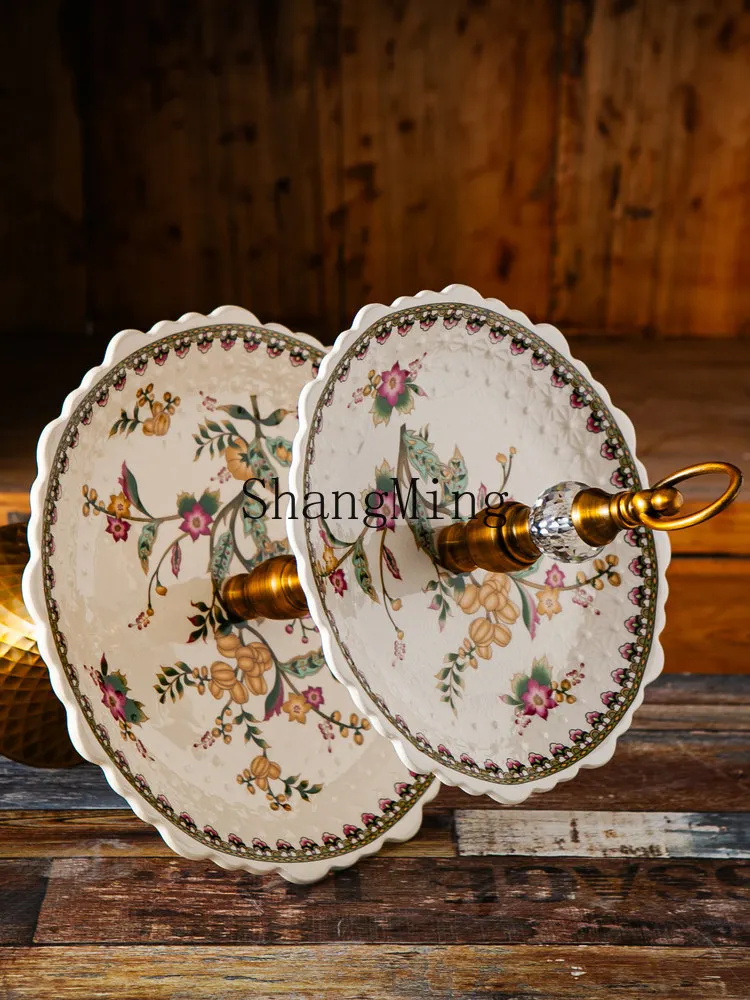 FG New Year's fruit plate household living room retro high-footed Buddha coffee table Chinese high-end dried fruit basin
