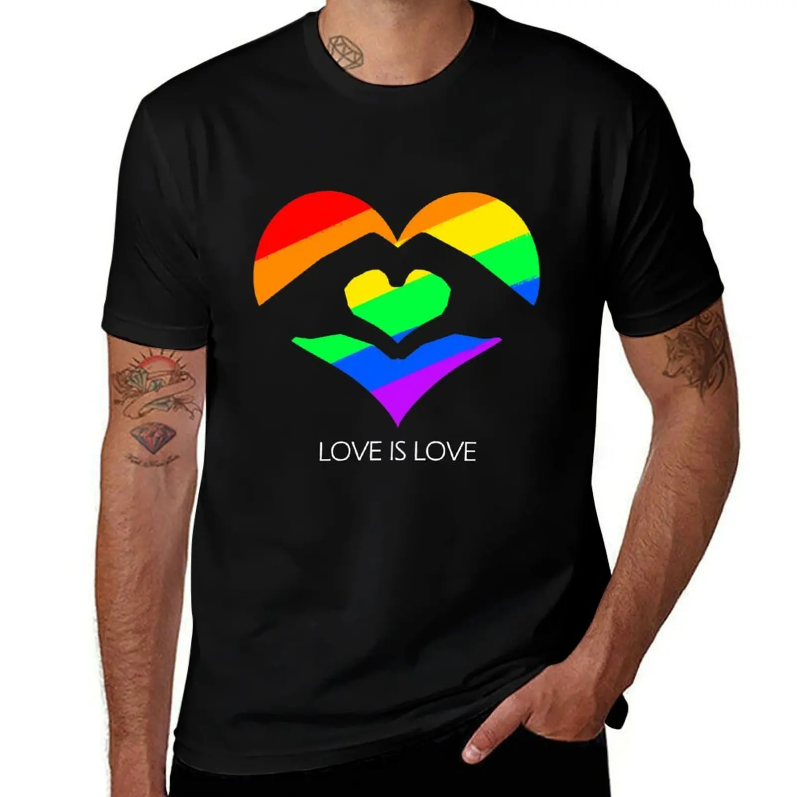men Is print brand luxury custom T-Shirt LGBT Love t Love shirt 100% cotton shirt Love Hands cotton 100% Heart t t shirts