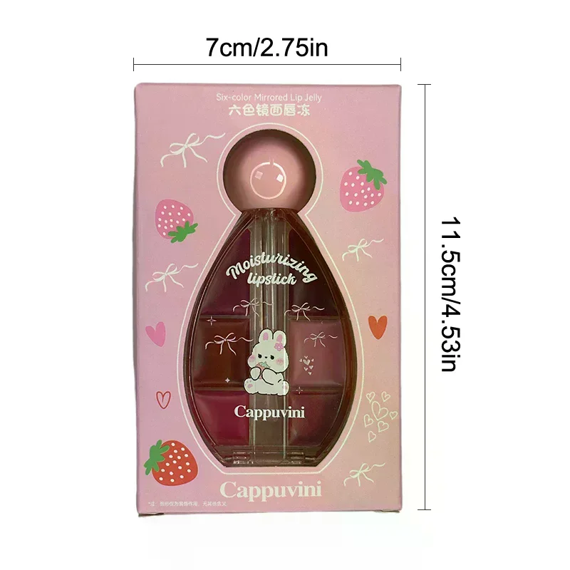 Cappuvini Sześć Kolorów Błyszczyk do Ust Wodny Nawilżający Łatwy w Aplikacji Makijaż Ust Trwały Efekt Makijażu