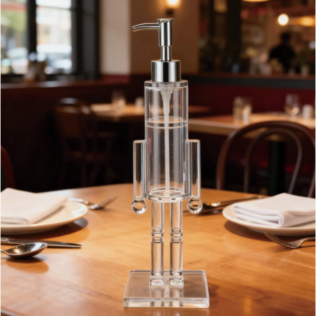 

2025 New Nutcracker Robot Shape Soap Dispenser Clear Acrylic Hand Lotion Dispenser for Bathroom Kitchen Home Decor