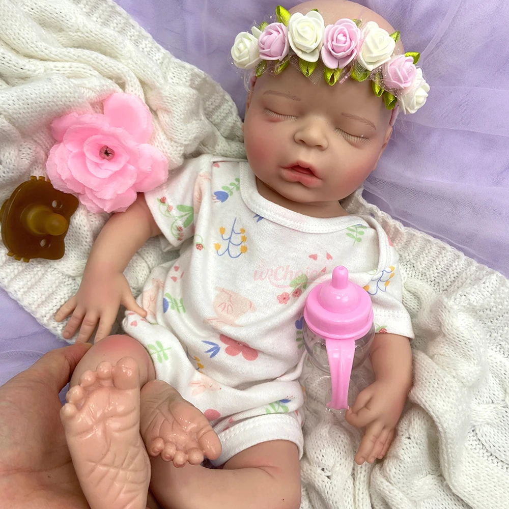 18 inch volledig siliconen reborn babypop meisje, hoge kwaliteit & veilig, kan speen gebruiken, pop als aandenken cadeau voor poppenliefhebbers