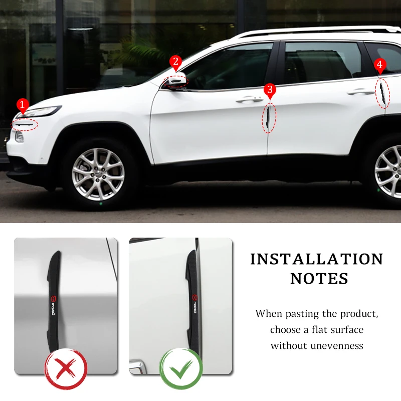 Pegatinas protectoras de borde de puerta de coche, tira anticolisión para Mazda CX30 5 RX8 Axela CX9 Atez Bk Gh Atenza 2015 Demio BN, 4 piezas