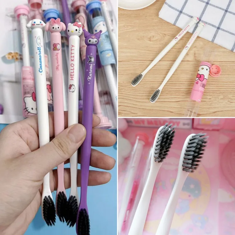 

Sanrio Hello Kitty Anime Toothbrush Home Use Comfortable Soft Bristles Travel Toothbrush Cleaning Tooling Adult Children Gifts