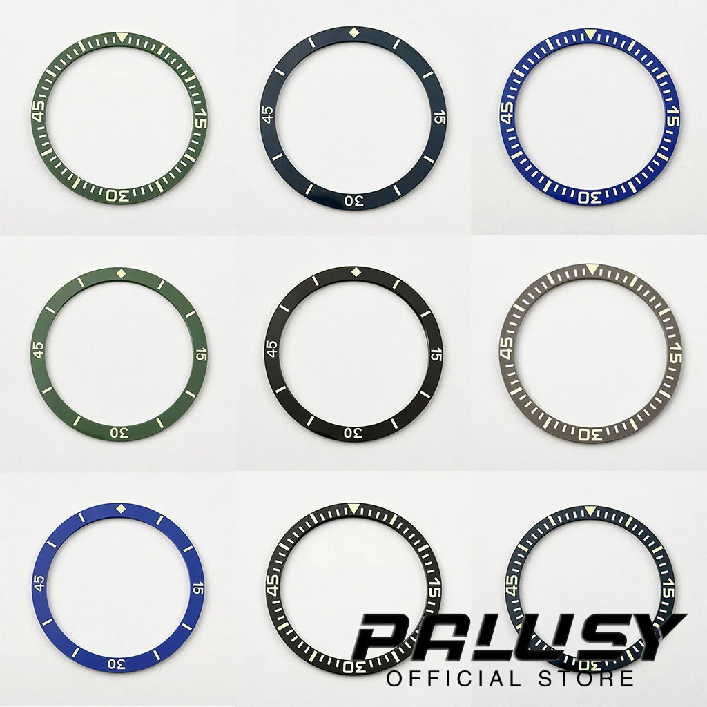 38mm Black Blue Green Bezel Insert Ceramic Bezel Luminous Watch Ring Accessories For 40mm Vintage Diving Case Watch Replacement