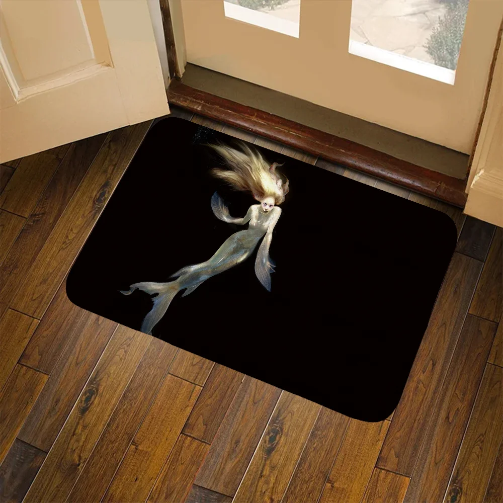 

Mermaid Bedrooom Carpet for Kitchen Balcony Welcome Mat Rugs Entrance Door Doormat Super Absorbent Bathroom Rug Floor Bath Mat