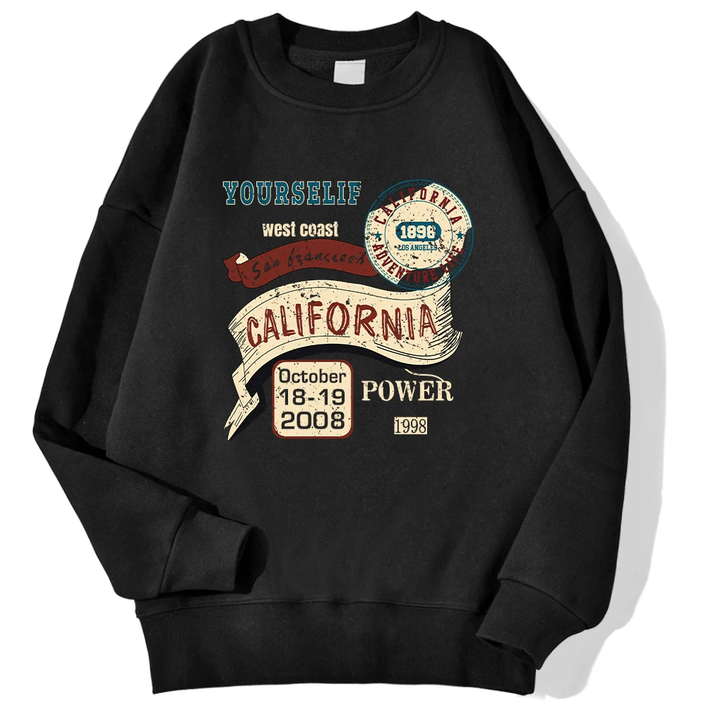 Casual Womens Hoodie California West Coast Yourself Letter Printed Sweatshirt Fleece Warm Crewneck Pullover Fashion Clothing