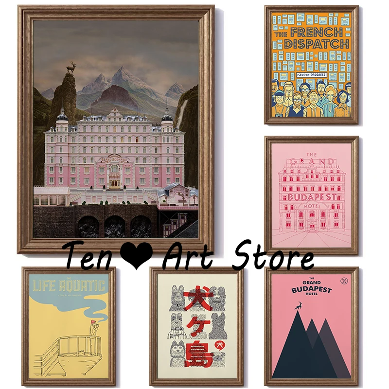 ملصق أفلام ويس أندرسون ، طباعة قماش ، أفلام كلاسيكية ، جراند ، فندق كارا ، ملصق فني ، سينما منزلية ، ديكور جداري جمالي #1