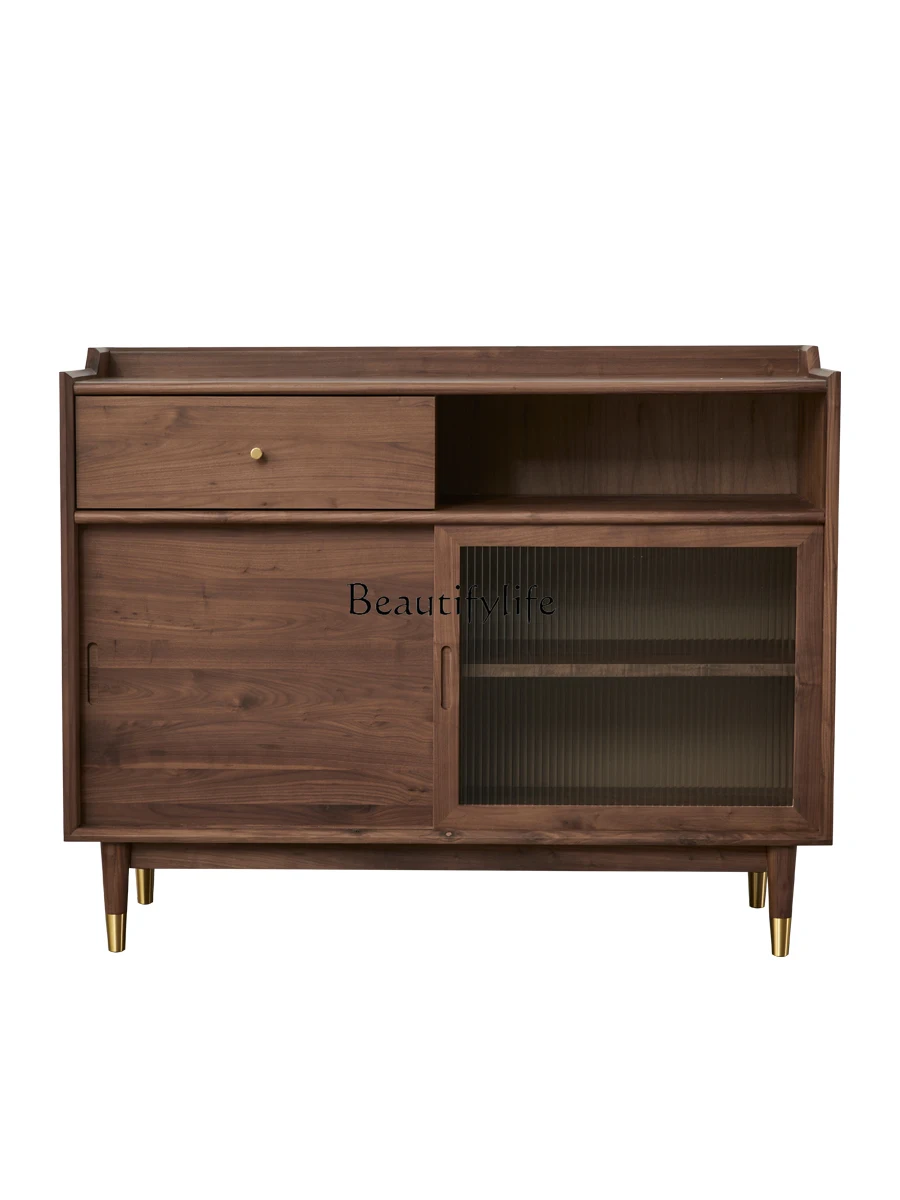 

Solid Wood Walnut Sideboard Modern Large Capacity Storage Simple