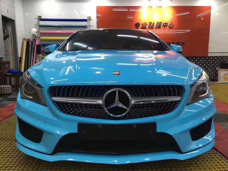 

Ultra Gloss Miami Sky Blue Vinyl Film Glossy Car Wrap Foil DIY Decal Wrapping Adhesive Air Release