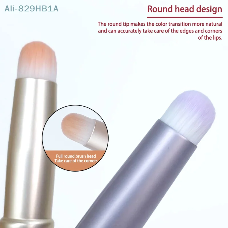 Portable Round Head Mini Lip Brush Carry Lid Lipstick Brush Concealer Brush Girl Lip Gloss Smudge Makeup Brush