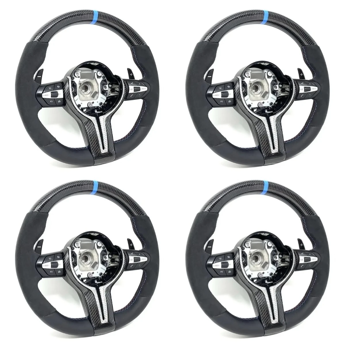 M-Style Steering Wheel for X1-X4, M3/M4, F30/F80 Multifunction Buttons, Carbon Fiber Look, Complete Assembly