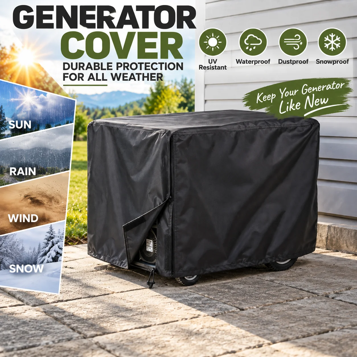 Outdoor Generator Cover 210D 420D Silver Coated Oxford Waterproof UV Resistant Durable Protector Cover for Most Generators