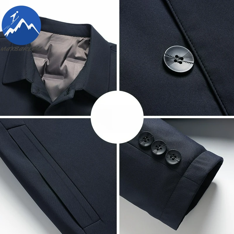 Maxbarley New Men Down Jacket Thickened Commute Office Lightweight Padded Jacket Premium Detachable Inner Layer Warm Winter Coat