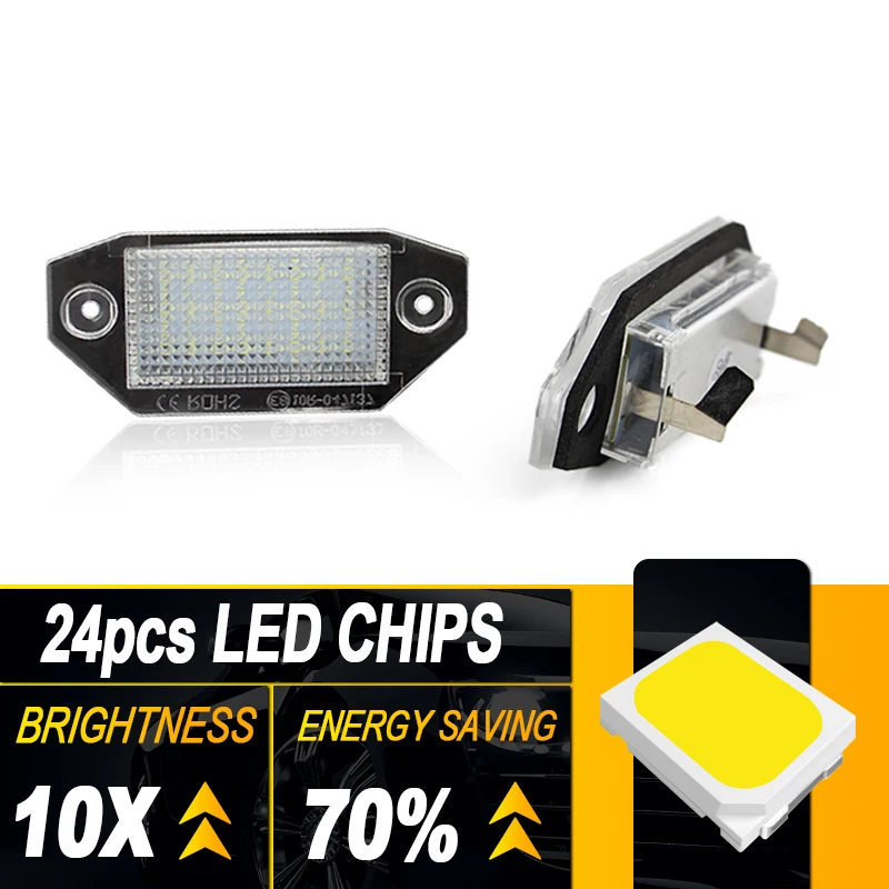 2Pcs For Ford Mondeo MKIII 4D/5D 2000-2007 Led License Plate Lights 12V Canbus No Error White Number Plate Lamp for Car