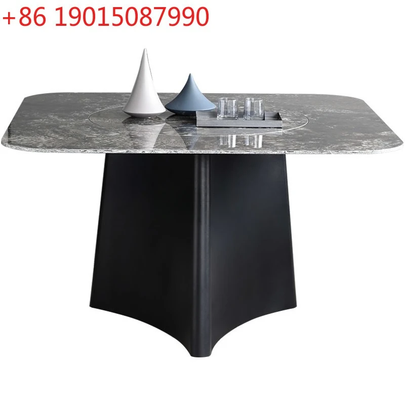 Slate dining table square embedded rotary table household square