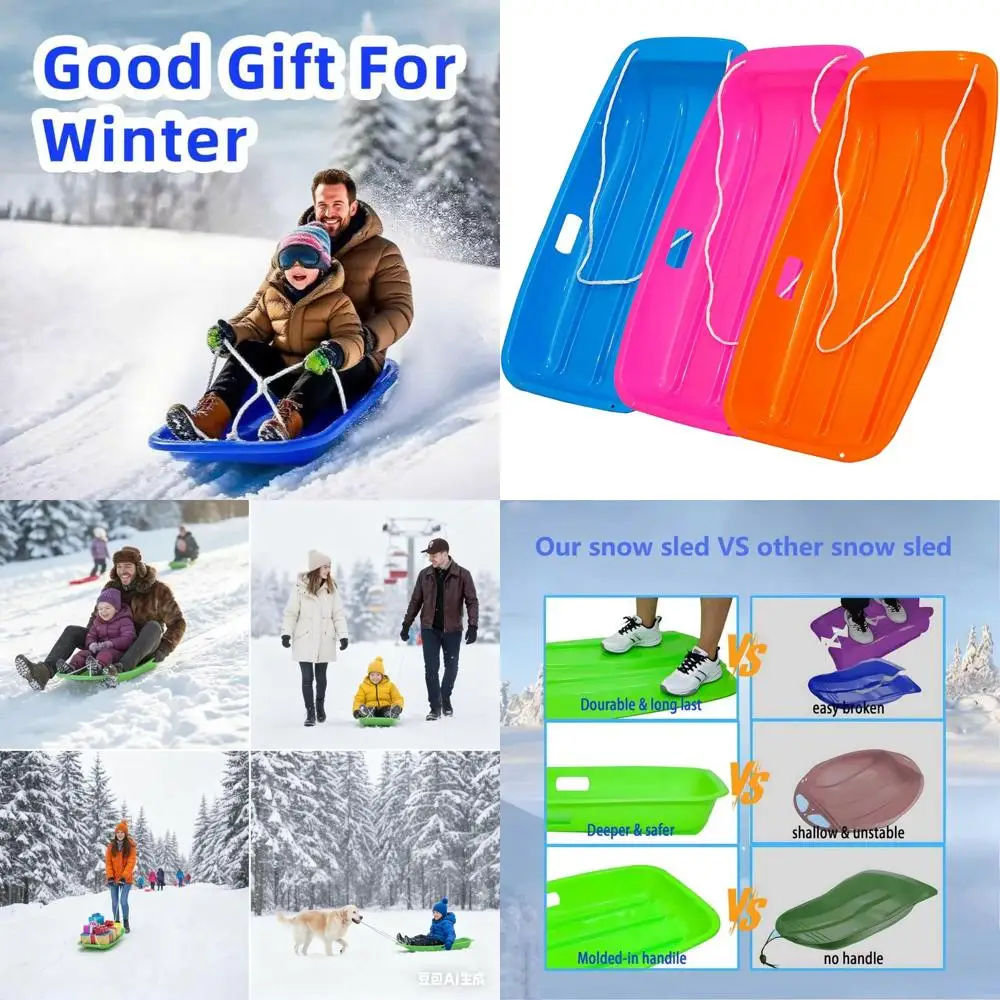 

Durable Winter Sled for Kids and Adults with Strong Handles and Towing Ropes, Ideal for 1-2 Riders, Perfect Outdoor Sledding Gif