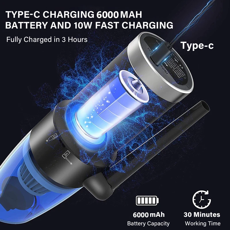 Handheld Vacuum Cleaner Wireless Compressed Air Duster Rechargeabl Cordless Auto Portable For Car Home Computer Keyboard Cleaner