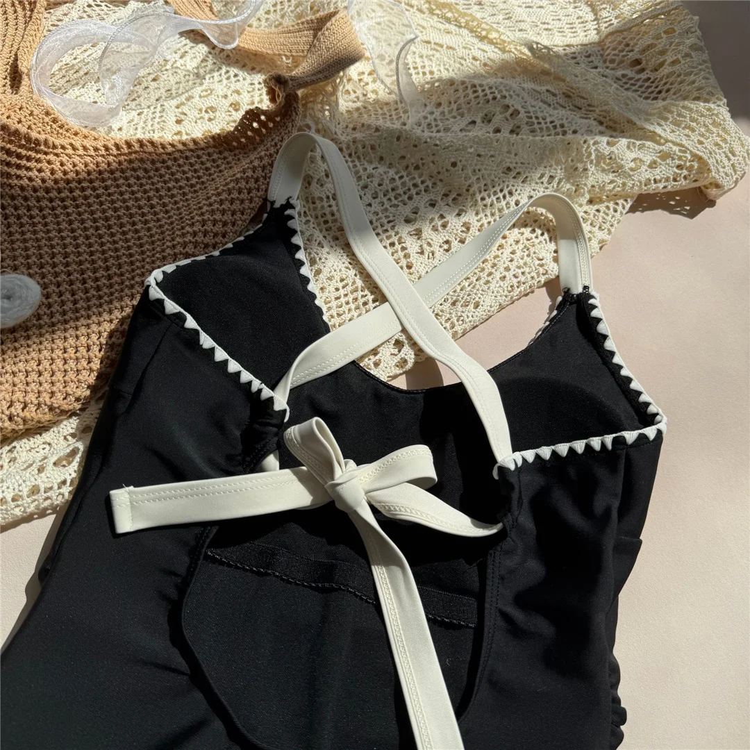 Sexy, mit Schnittmuster versehener, rückenfreier Badeanzug für Damen, mit hohem Beinausschnitt und Polsterung, Badebekleidung, Badeanzug, Modell V7156. – Detail 10