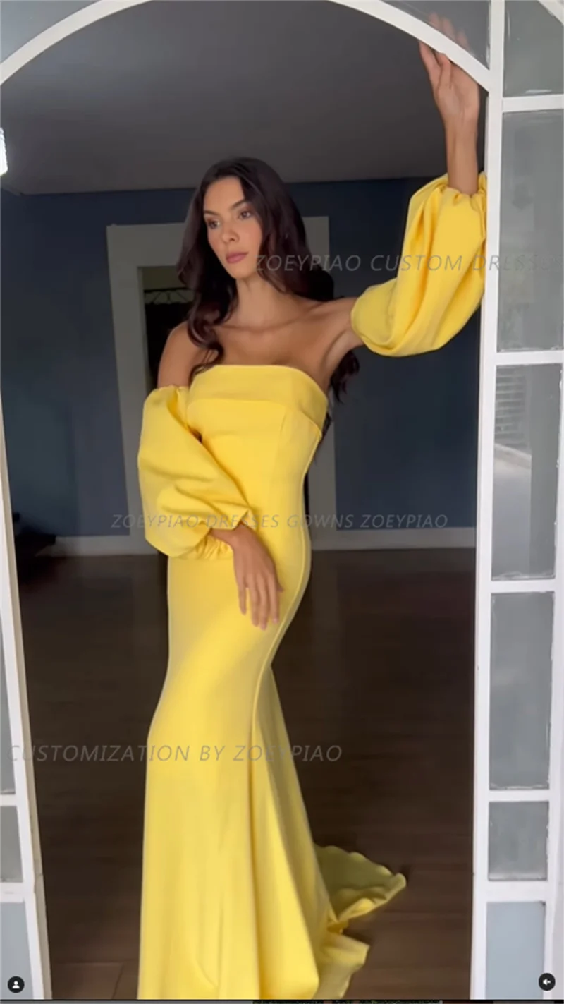 Gaun Prom kustom putri duyung panjang kuning Dresses Dresses Sleeves gaun malam acara resmi semi đđđ1996 lengan penuh Dresses Dresses