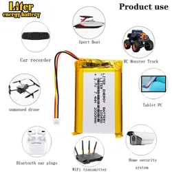JST PH 1.0mm 3 pin Good Qulity 3.7V,2000mAH 103450 Polymer lithium ion / Li-ion battery for tablet pc BANK,GPS,mp3,mp4