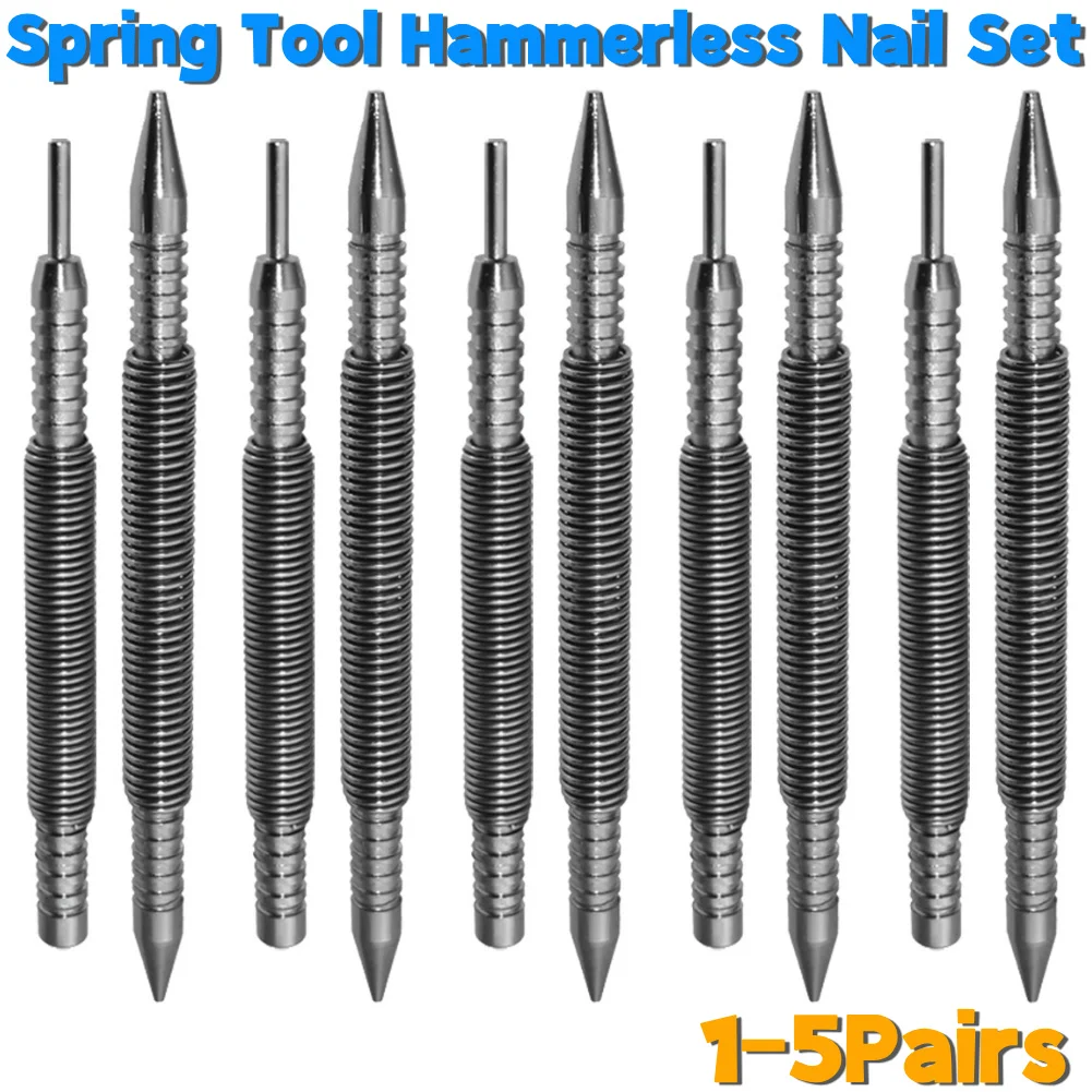 

1-5Pairs Spring Tool Hammerless Nail Set Center Pin Punch Door Pin Removal Tool Spring Loaded Marking Holes Dent Marker Tool