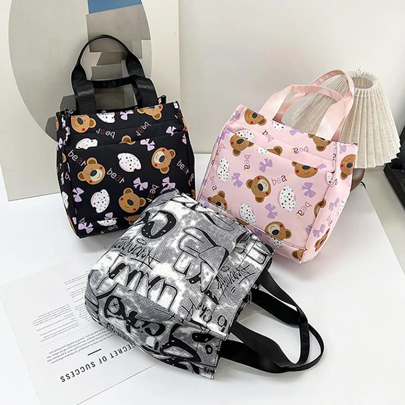 Fashion Cute Printed Pattern Canvas Versatile Reusable Handbag Office Worker Lunch Tote Bag