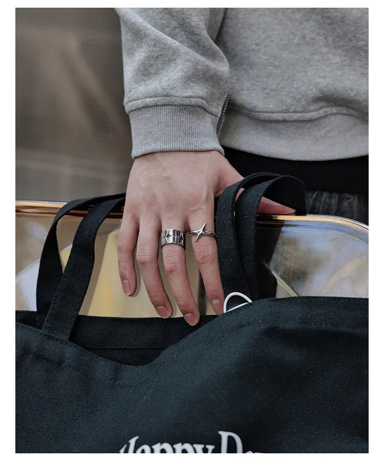 Titanstahl-Sternenring für Männer und Frauen, breites Band, Unisex, Hip-Hop, Punk, Streetwear, Statement-Schmuck, neues Kpop-Geschenk – Detail 9