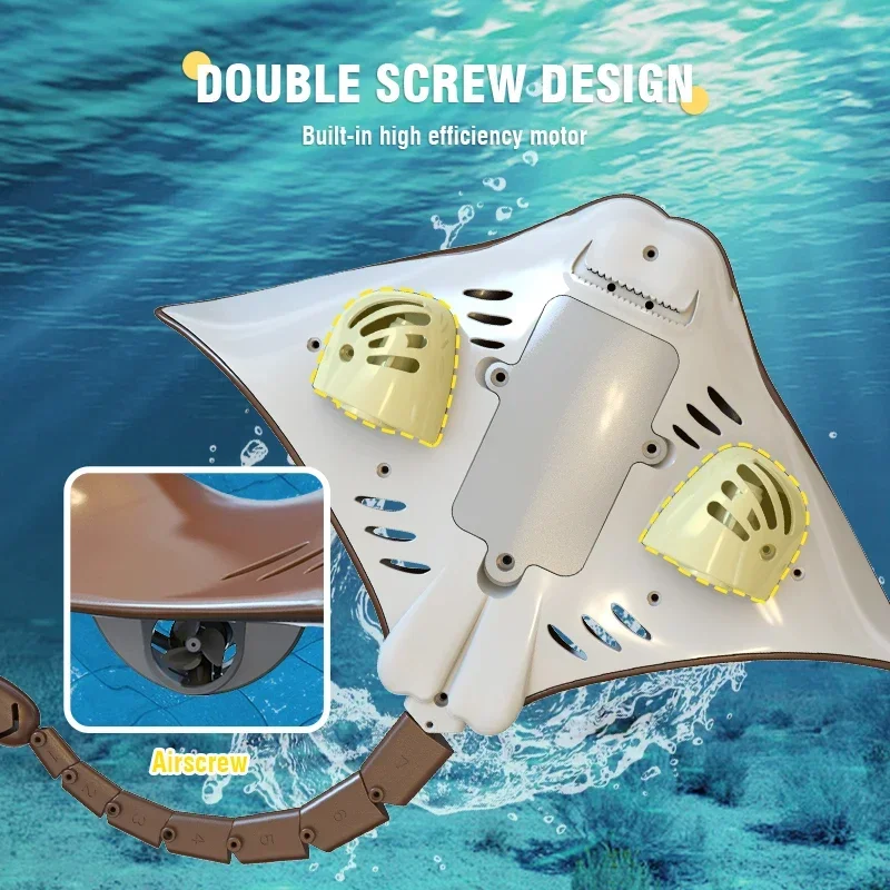 Rc เรือรีโมทคอนโทรล Shark Fish Manta ของเล่น 2.4G สระว่ายน้ํากันน้ําสัตว์ Manta Ray ของเล่นจําลองเด็กของเล่นน้ําสําหรับเด็ก