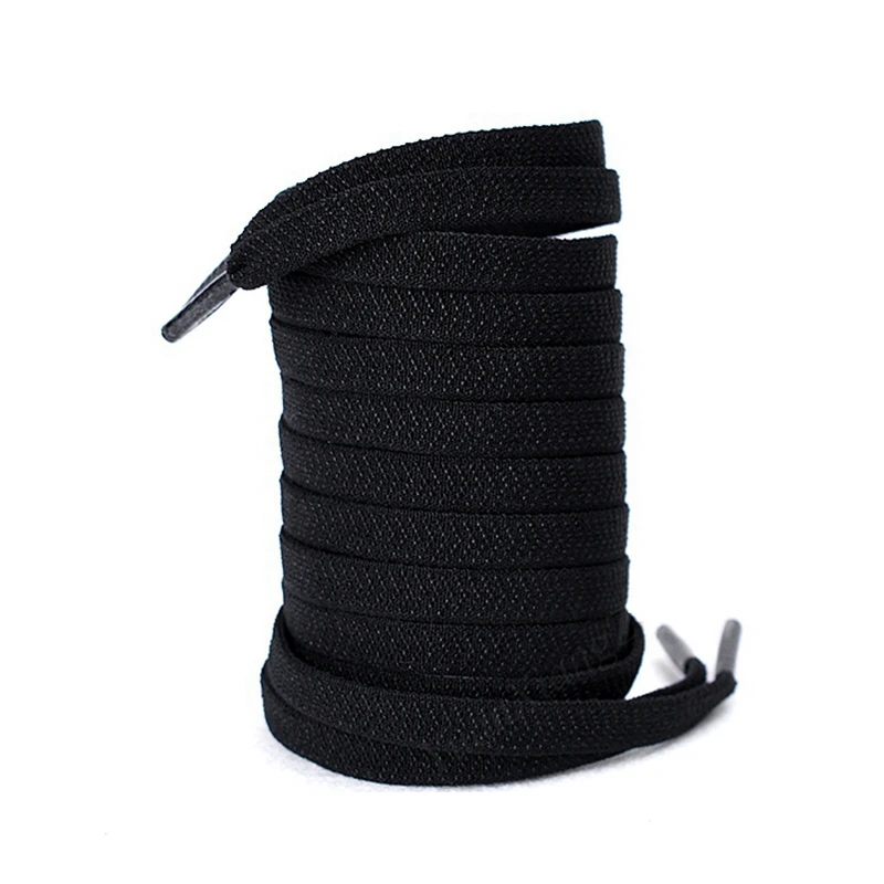 Flat Shoelaces Elastic White/Black No Tie Shoelace Kids Adult Unisex Cooperate Various Metal lock Sneakers Quick Lazy Laces