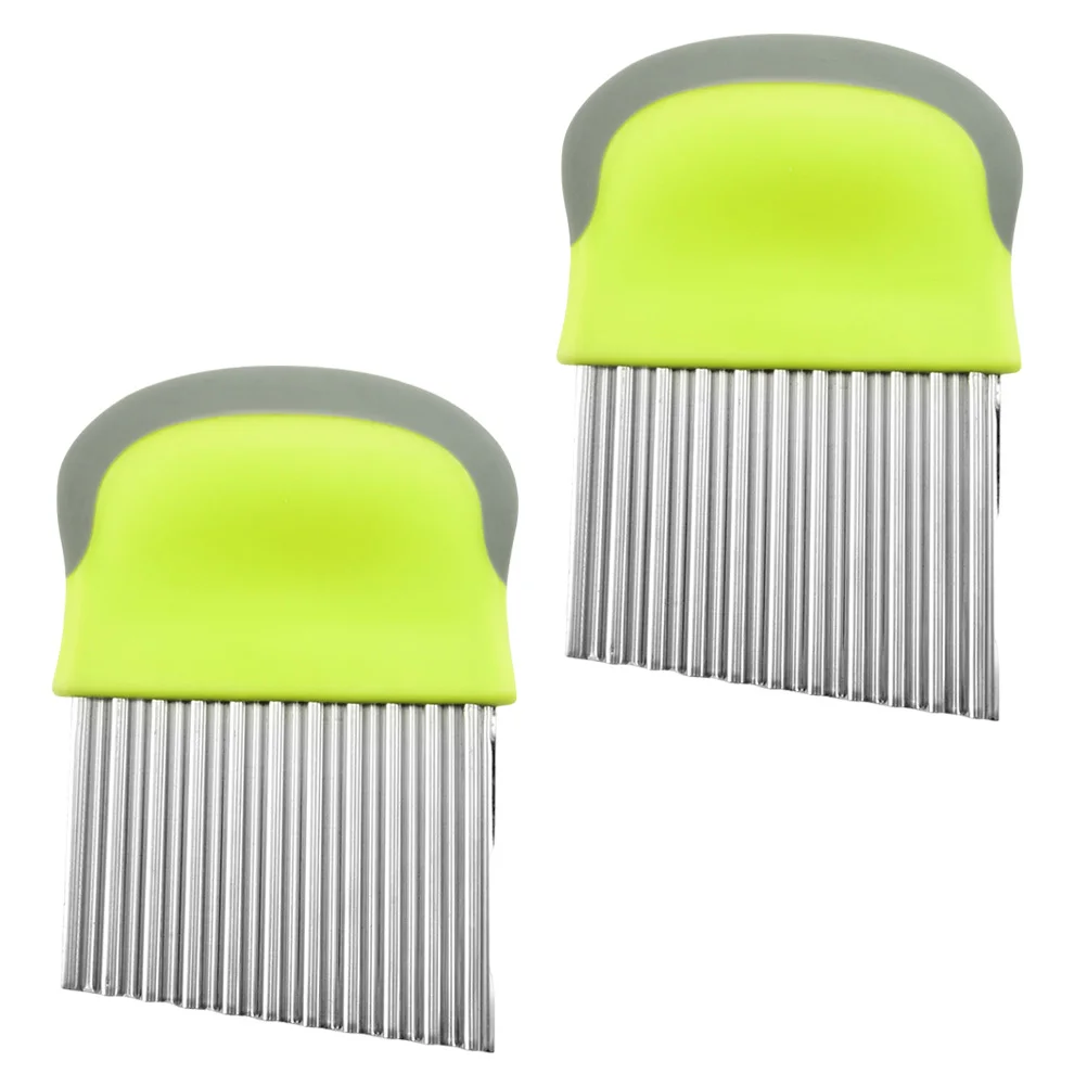 

2Pcs Stainless PP Potato Slicer Wavy Chopper Veggie Fruit Potato Crinkle Crinkle Cut Kitchen Gadgets Tool